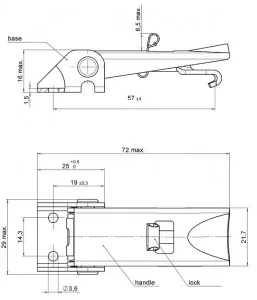 V951L4-4X1BP - Secondary lock latch with reverse hook